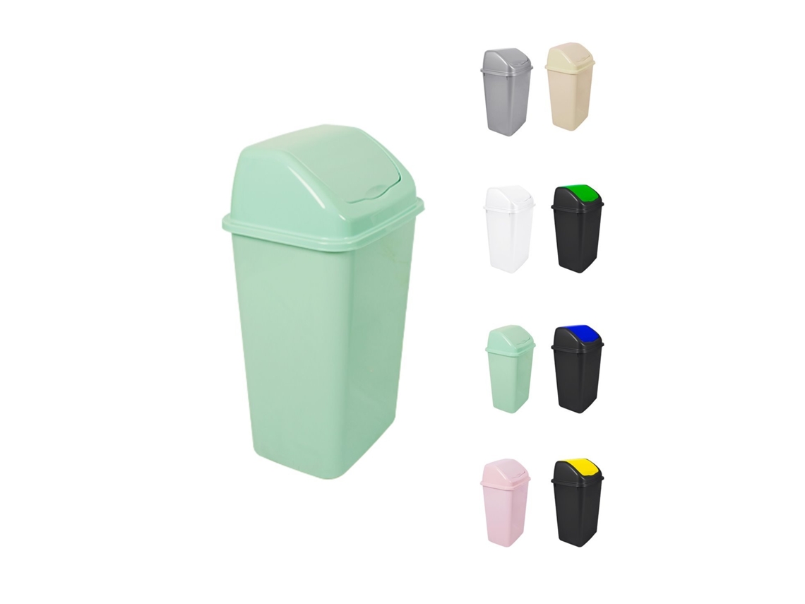 Cubo De Basura Con Tapadera Basculante - 15l / 25l / 30l / 50l - Papelera Ideal Para Cocina, Baño Y Oficina Verde 50 L