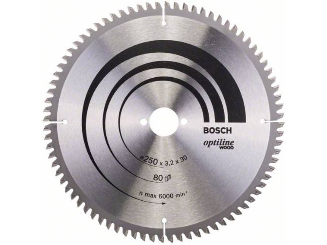 Disco de Serra Circular BOSCH Optiline Madeira 250x30x3.2 mm - 80