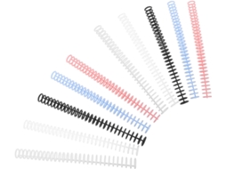 Conjunto de 10 espirais de plástico para montagem de cordas, 19 mm, com núcleos sortidos em preto, transparente, azul claro e rosa.