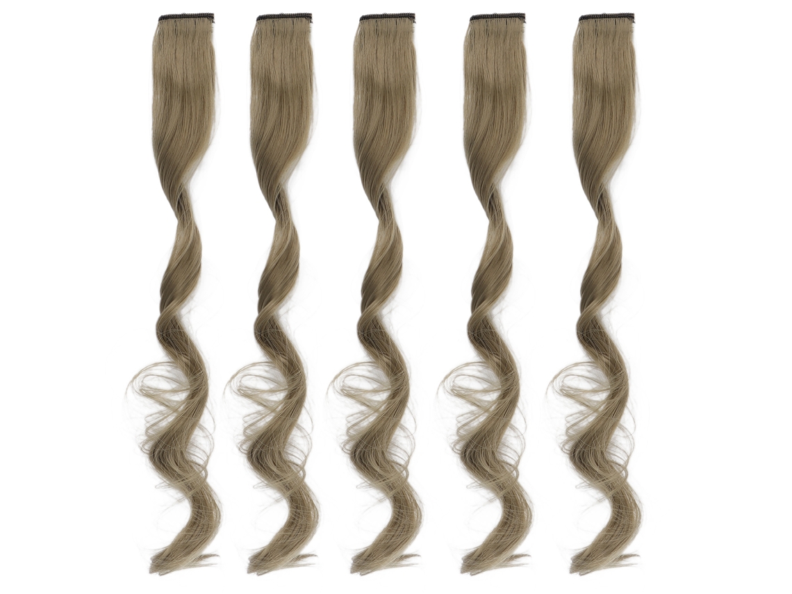 2026 5pcs Extensões de Cabelo Cacheado Longo Clip in Cor Verde Cinza com Destaques para Mulheres