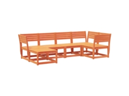 Conjunto de 6 Sofás de Jardim Madeira de Pinho Castanho Cera MAISON EXCLUSIVE (6 pcs)