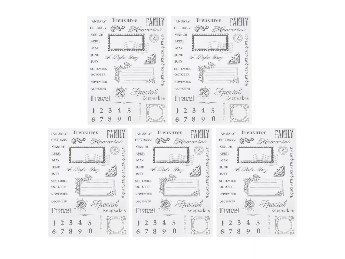 5pcs Sellos Transparentes de Goma Tpr Diy para Diarios, Manualidades Y Calendarios Mensuales