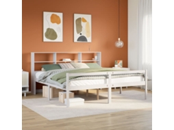 Vidaxl Cama Com Estante Sem Colchão 180x200 Cm Pinho Maciço Branco