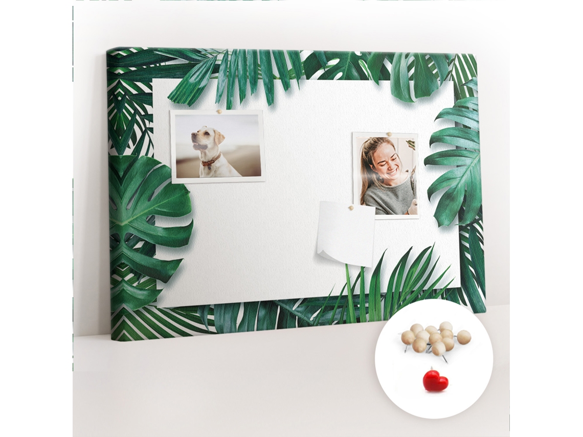 Quadro De Cortiça Com Impressão Folhas Tropicais Para O Quarto Das Crianças Espelharte (60x40 Cm)