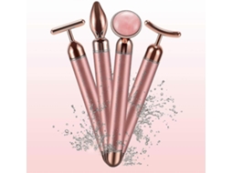 Masajeador Facial de Pulso 4 em 1, Elétrico Rodillo Jade Cuarzo Rosa, Compatível com Compatív El a Cabeça, Mejilla, GOKOCO