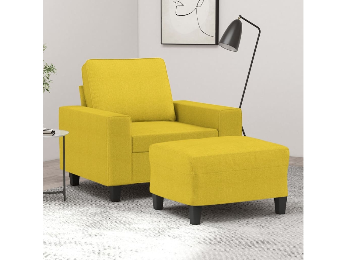 Vidaxl Poltrona Com Apoio De Pés 60 Cm Tecido Amarelo-claro