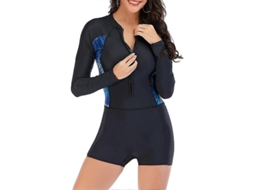 Traje Banho Manga Longa Rash Guard Mulher Surf L Preto 0386 S/MARCA