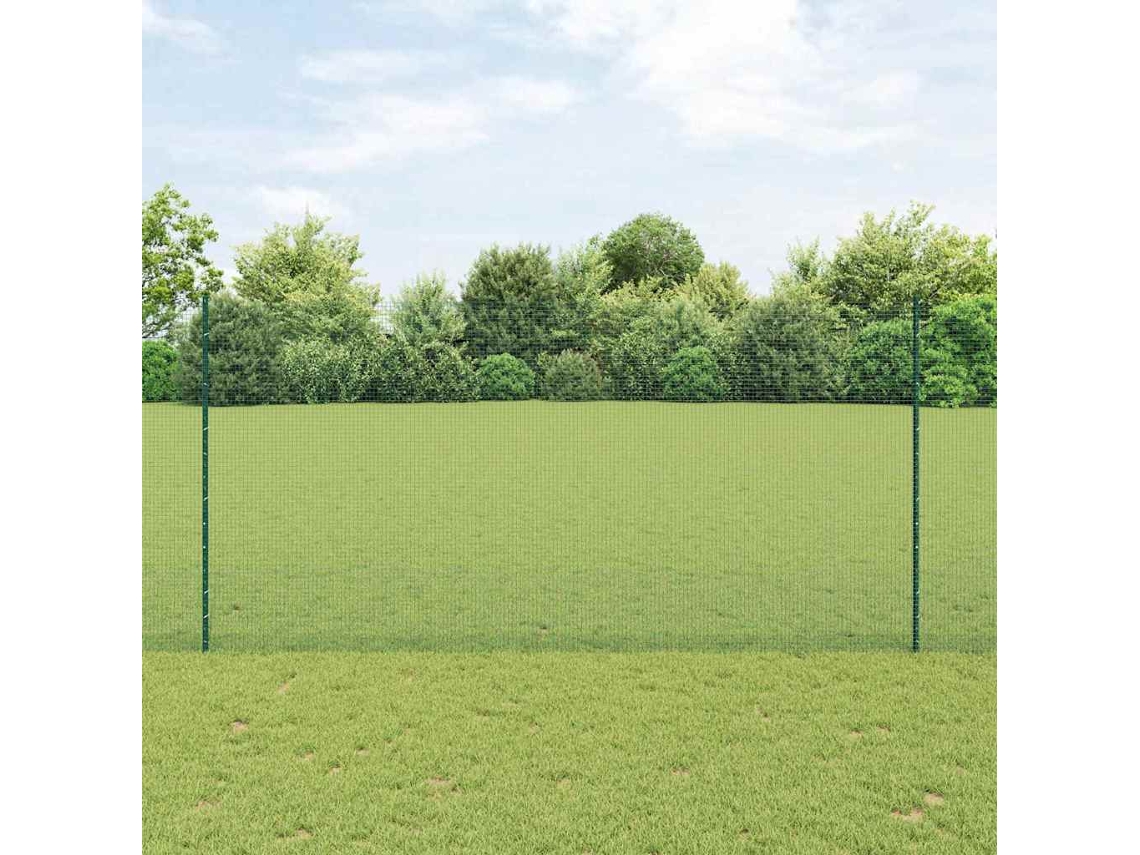 Vidaxl Cerca De Arame Soldado Com Postes 25 X 1,5 M Verde Malha
