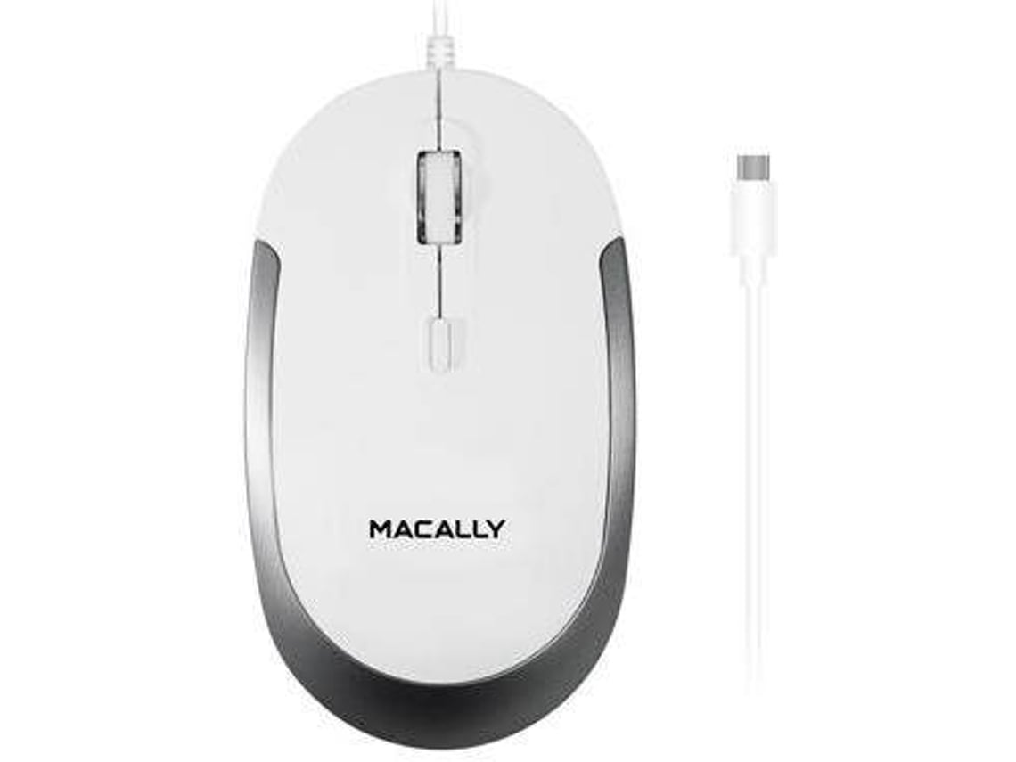Rato MACALLY DynaMouse (Cabo USB - Casual - 2400 dpi - Branco)
