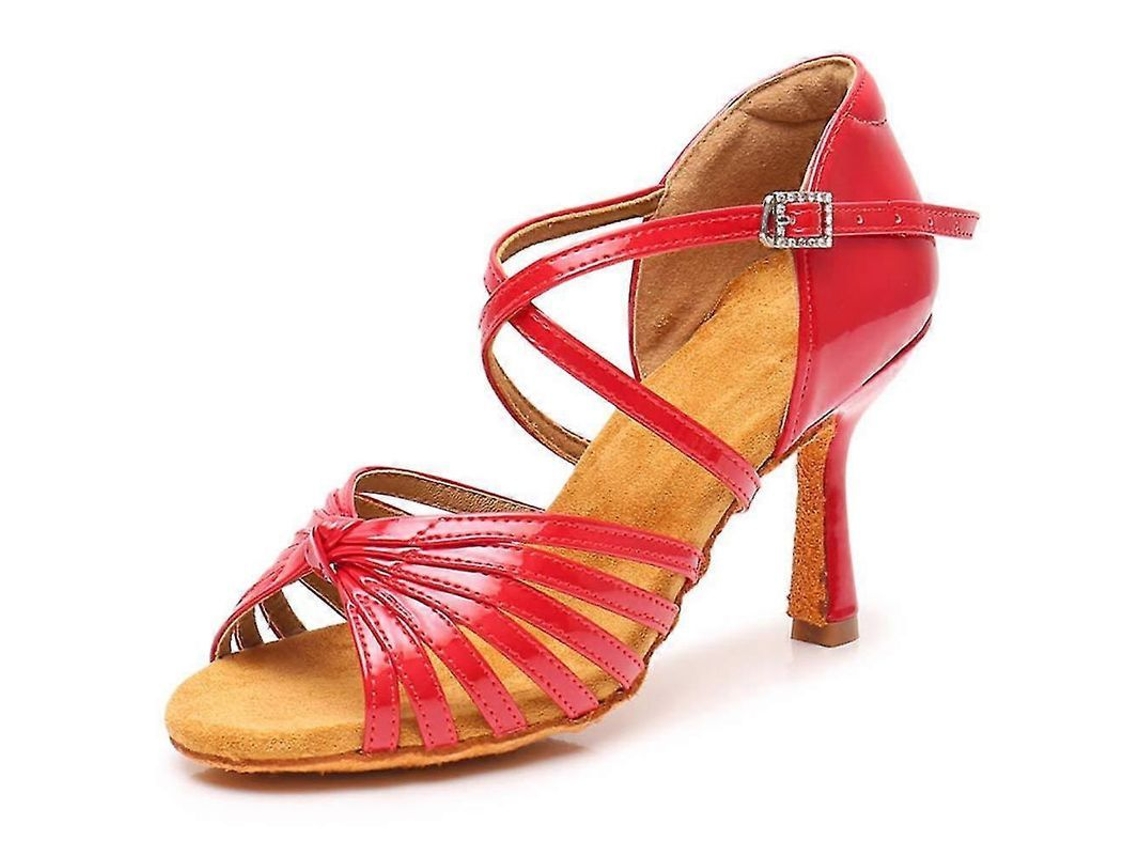 Sapatos de Dança de Salto Alto para Iniciantes e Praticantes Antiderrapantes Confortáveis Material Pu Tamanhos 34 41 Vermelho 8 Cm | S/MARCA
