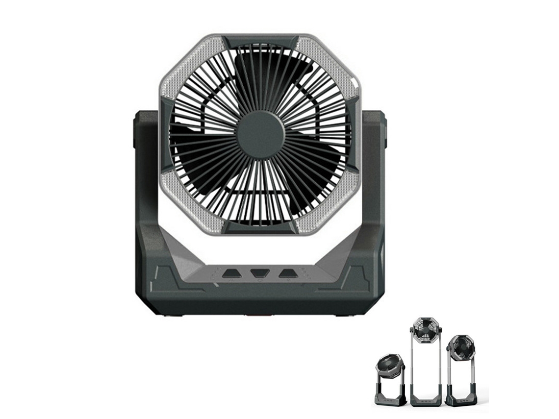 Ventilador portátil, ajusta para 4 velocidades, bateria grande de 8000mah, luz LED, cinza Yizhood