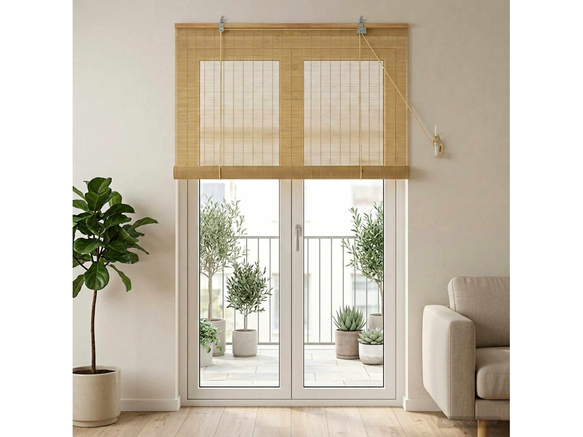 Vidaxl Estores De Rolo Natural 80 X 220 Cm Bambu