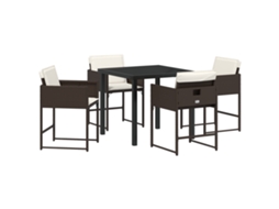 Conjunto 5 De Jantar De Jardim De Vidaxl Com Almofadas Em Rattan Poliéster Marrom