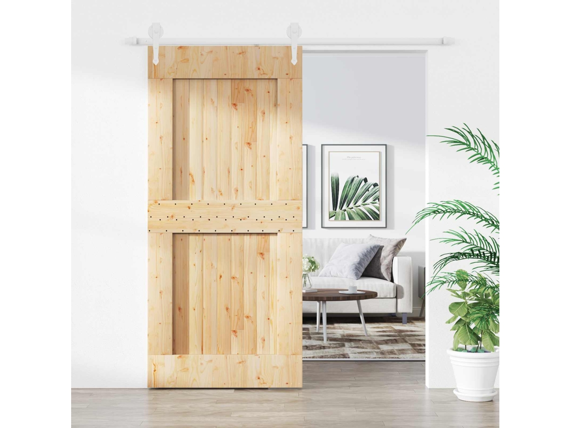 Vidaxl Porta Deslizante Natural E Branco 100 X 210 Cm