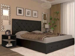 Cama de Casal Roman, Estrado Elevatório (Preto)(200x180 cm)