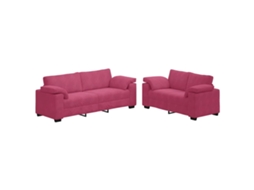 Conjunto de Sofá 2 Peças com Almofadas em Veludo Vermelho Vinho MAISON EXCLUSIVE