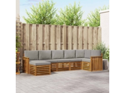 Vidaxl Conjunto De Sofás Para Exterior 7 Unid. Cinza Natural E Claro
