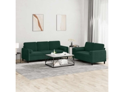 Vidaxl 2 Pcs Conjunto De Sofás Com Almofadas Veludo Verde-escuro