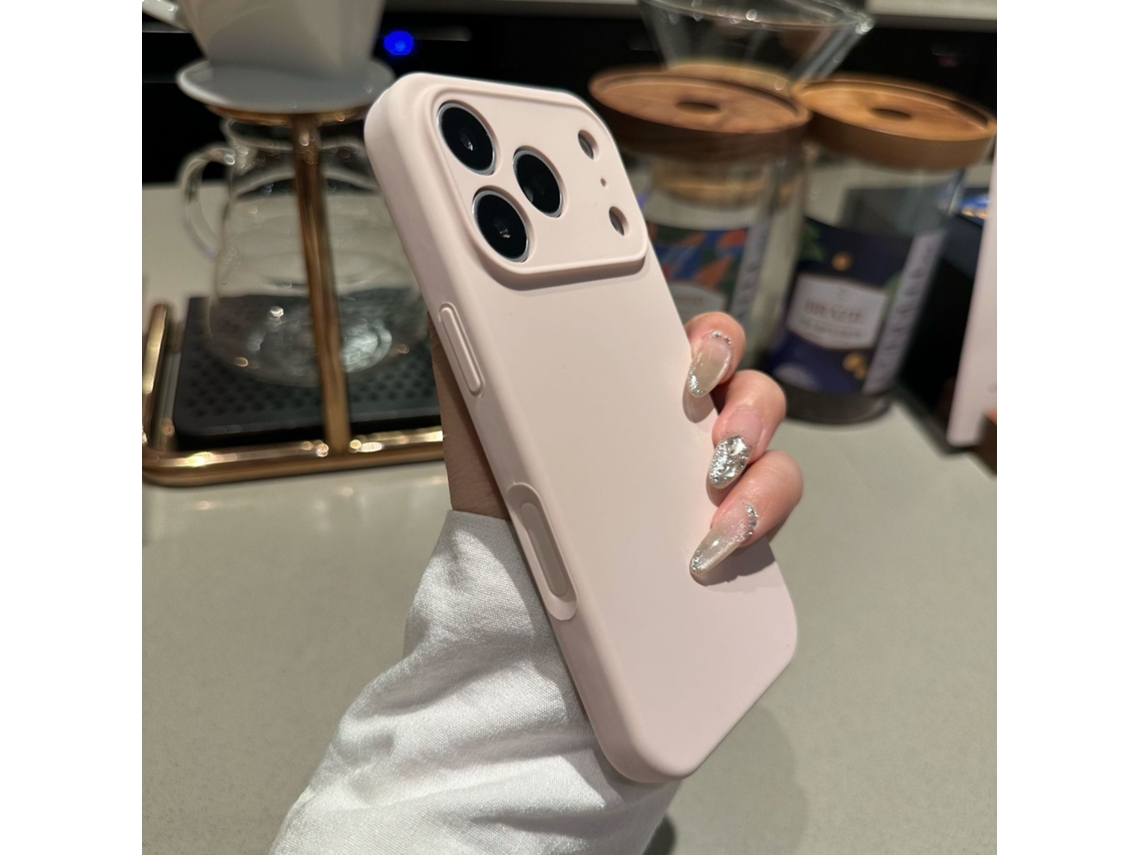 Capa Iphone 18 Pro Silicone Liquido Rosa Claro Protecao Camera