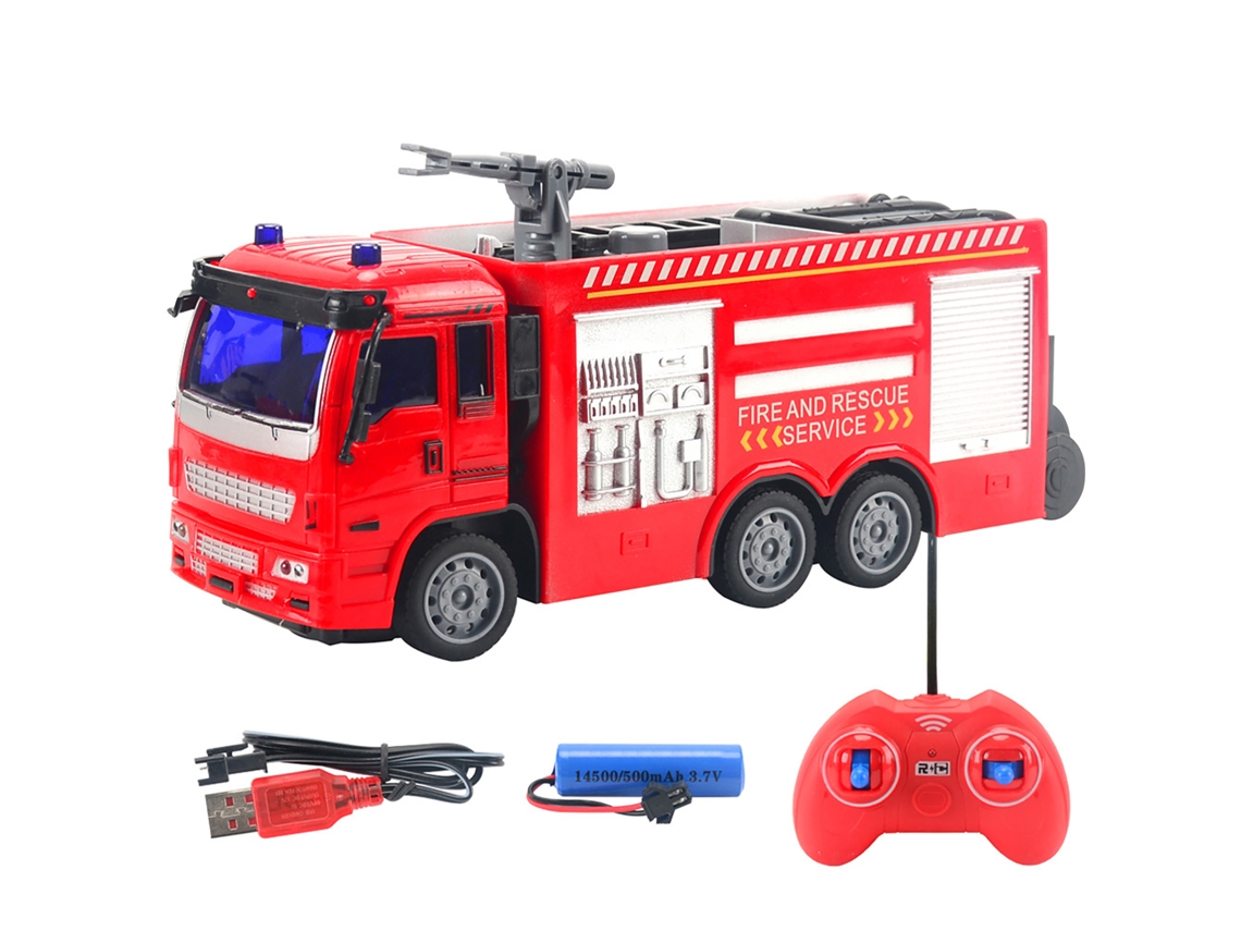Caminhão De Bombeiros Controle Remoto Com Luzes Led E Sons De Alarme Para Crianças