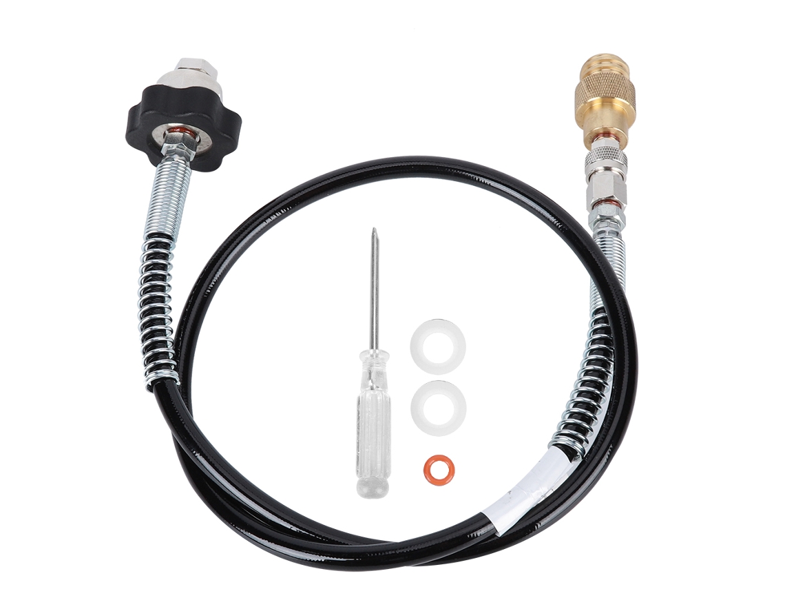 Mangueira De Alta Pressão Para Água Com Gás Laxiscreed Cga320, 36" Com Conectores Dourados E Mola Preta
