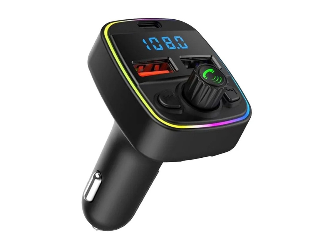 Transmissor Fm Para Carro Adaptador Bluetooth Usb, Viva Voz, Usb Duplo E Tipo C Yizhood (preto)