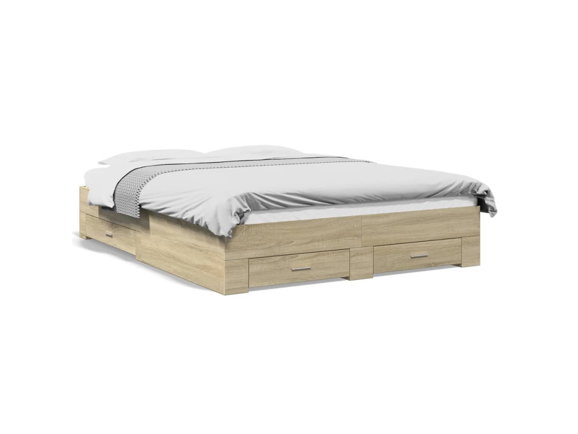 Bed Frame, Bed Frames Vidaxl Marrom Madeira Processada (160 X 200 Cm)