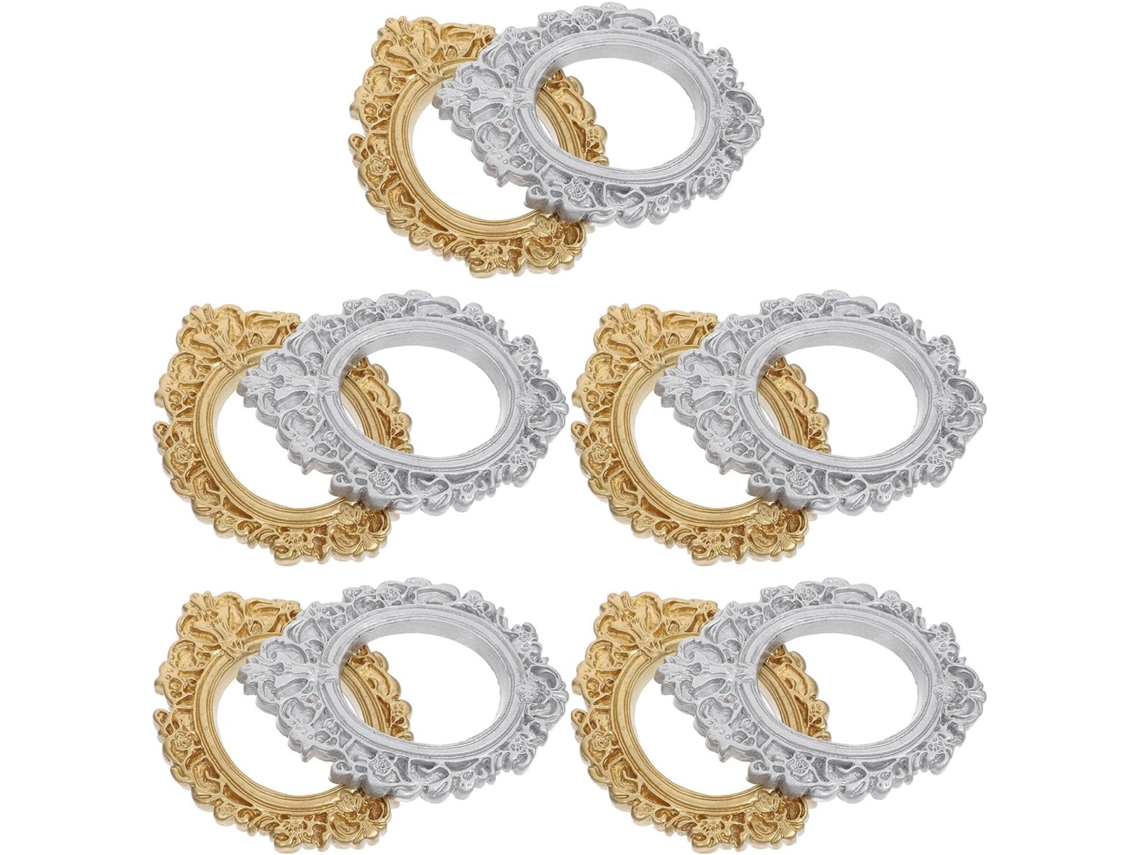 Conjunto 10 Porta Retratos Decorativos Resina Prateada Design Exclusivo Feito Projetos Diy Decoração Ambientes GOKOCO