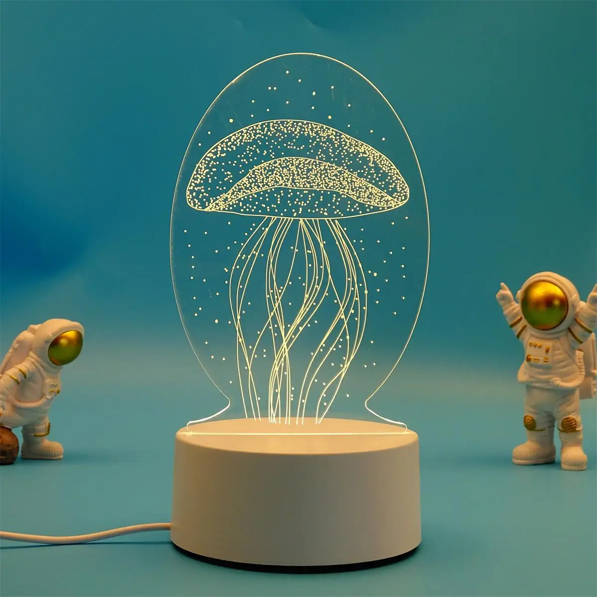 Luminária Noturna Led Usb 3d em Acrílico , Ideal para Decoração de Casa e Quarto. MDUG (3 Cores)