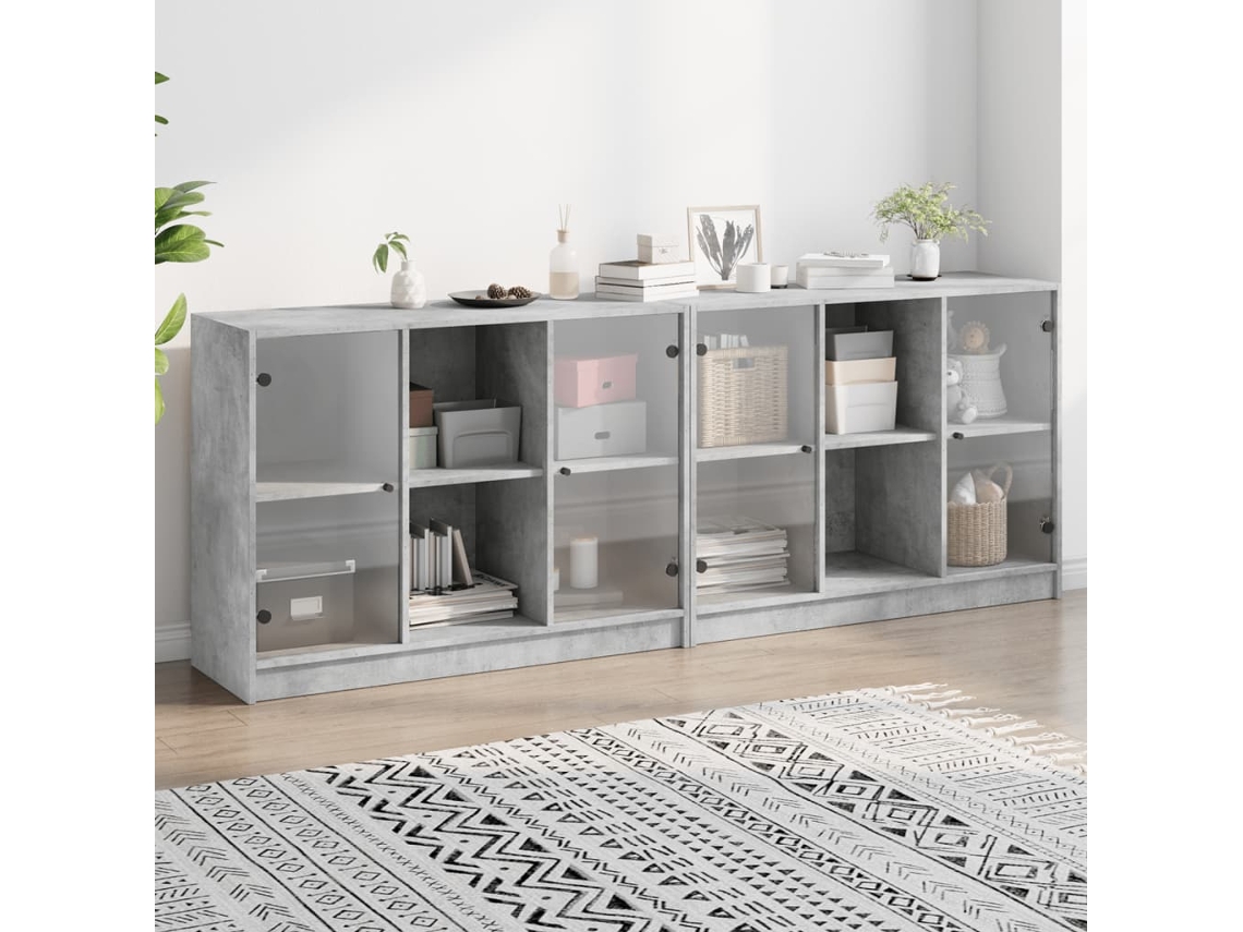 Vidaxl Estante C/ Portas 204x37x75 Cm Derivados Madeira Cinza Cimento