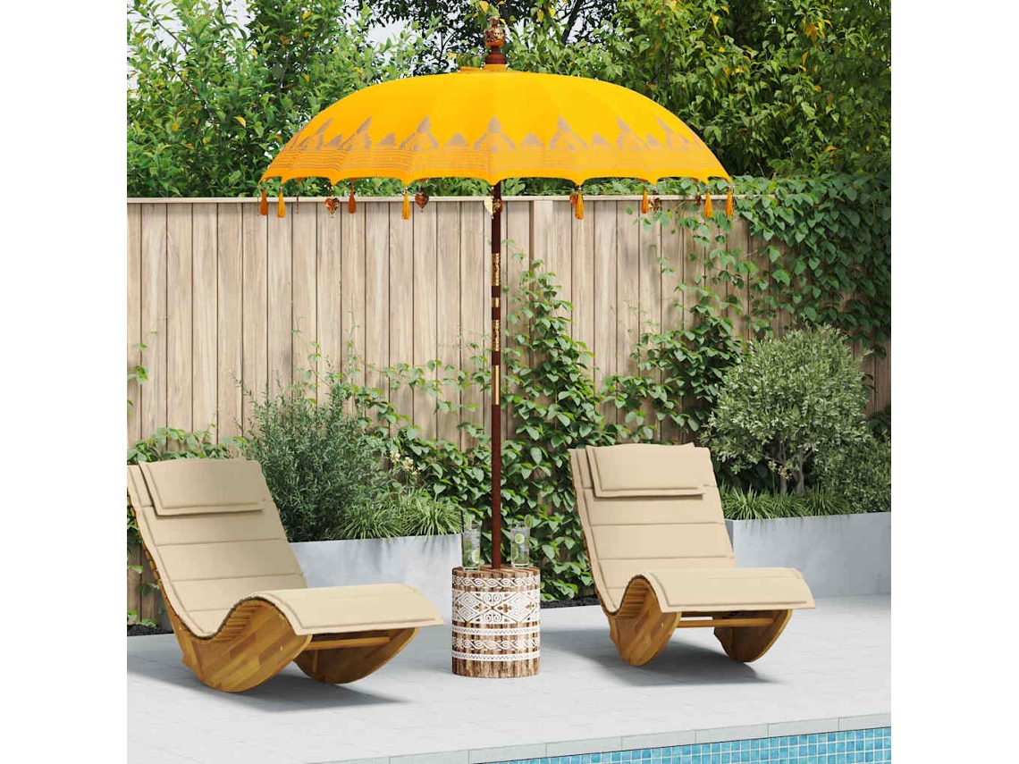 Vidaxl Parasol Balinês Com Base Amarelo 185 X 185 X 260 Cm