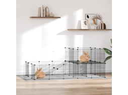 Vidaxl Gaiola P/ Animais De 36 Painéis C/ Porta 35x35 Cm Aço Preto