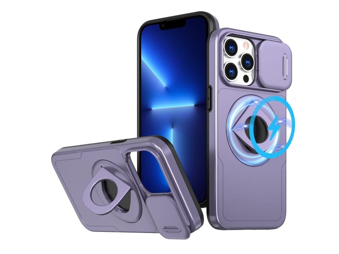 Capa Zruxe Compativel Com Iphone 13 Pro Max (camshield - Magsafe - Ring Holder - Armor - Roxo)