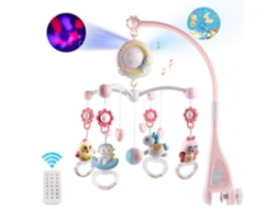 Walshlxq brinquedo Educativo para Bebês: Mobile Musical com Cascabeles de Animais Bonitos, Projetor e Caixa Musical para Berço