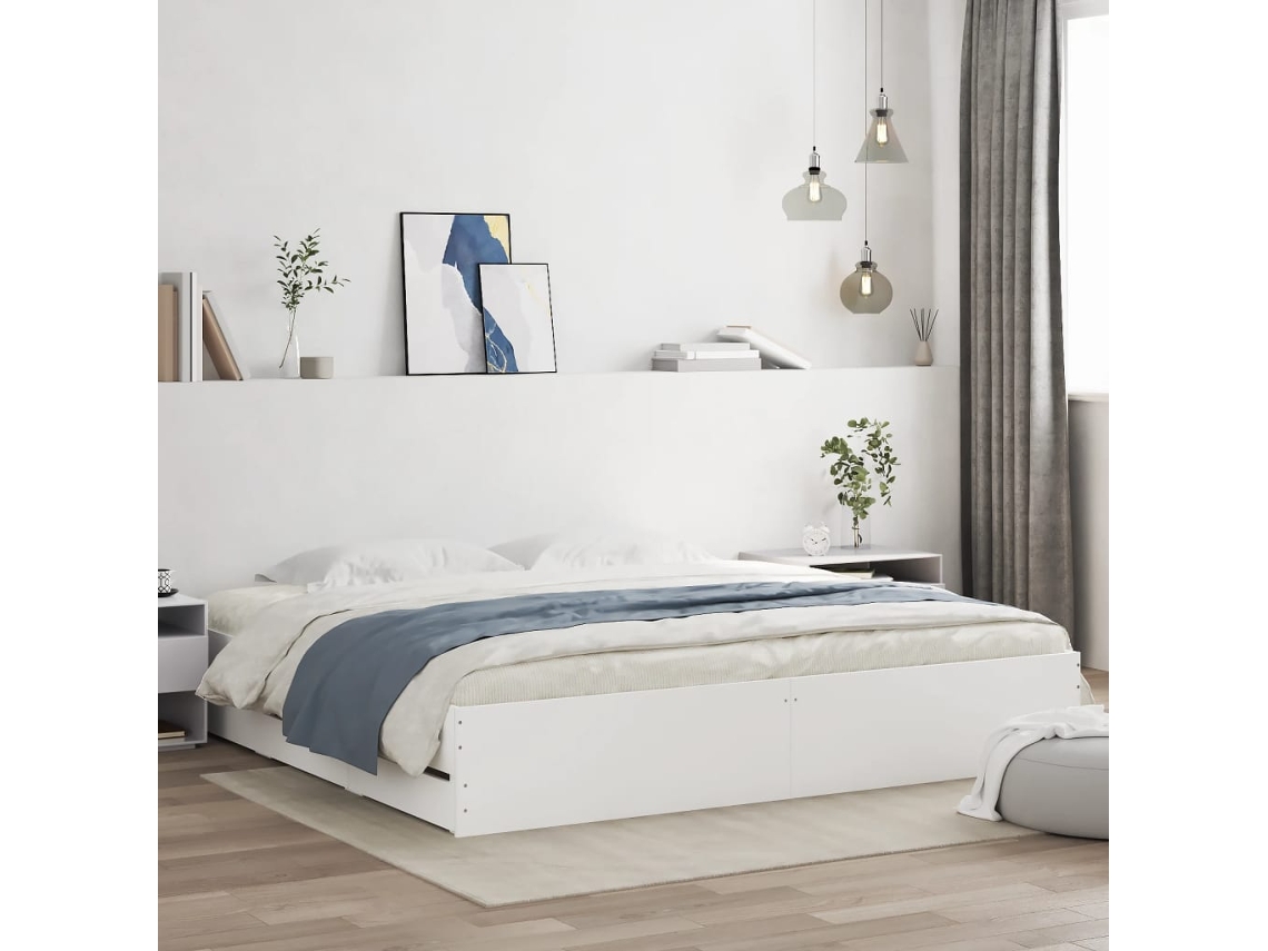 Vidaxl Estrutura De Cama C/ Gavetas 160x200cm Derivados Madeira Branco