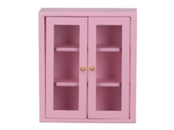 Primerox armário de Parede de Madeira Miniatura 1:12 para Casinha de Bonecas Cozinha Decoração Rosa