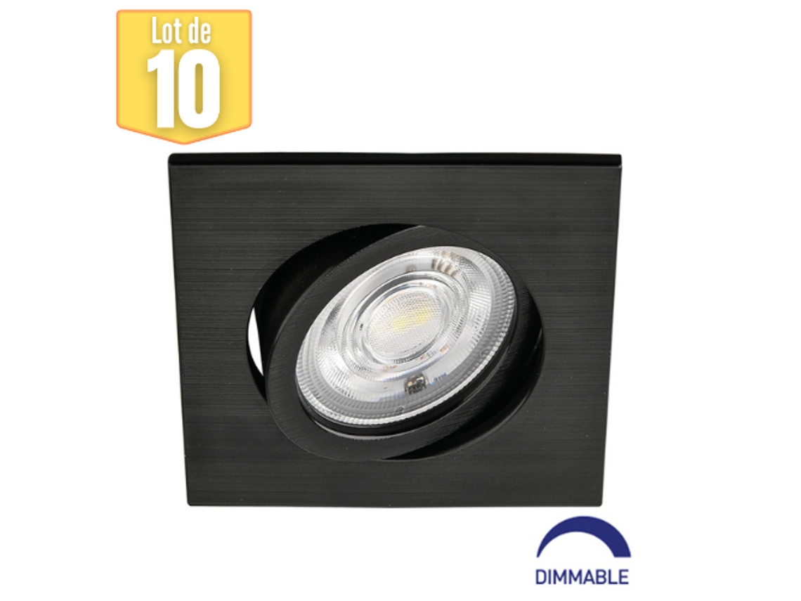 Conjunto de 10 Pontos de Led Construídos -In 3En1 Black Square 7W Ip20 Dimmable BRAYTRON
