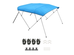 Toldo Bimini para Barco de 4 Arcos, Poliéster 600d, Liga Alumínio, Impermeável e Anti sol, com Saco Armazenamento, 2 Postes Suporte, Correias, 244 X