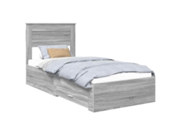 Estrutura da Cama Cinza Sonoma em Madeira Processada 90x200 cm MAISON EXCLUSIVE