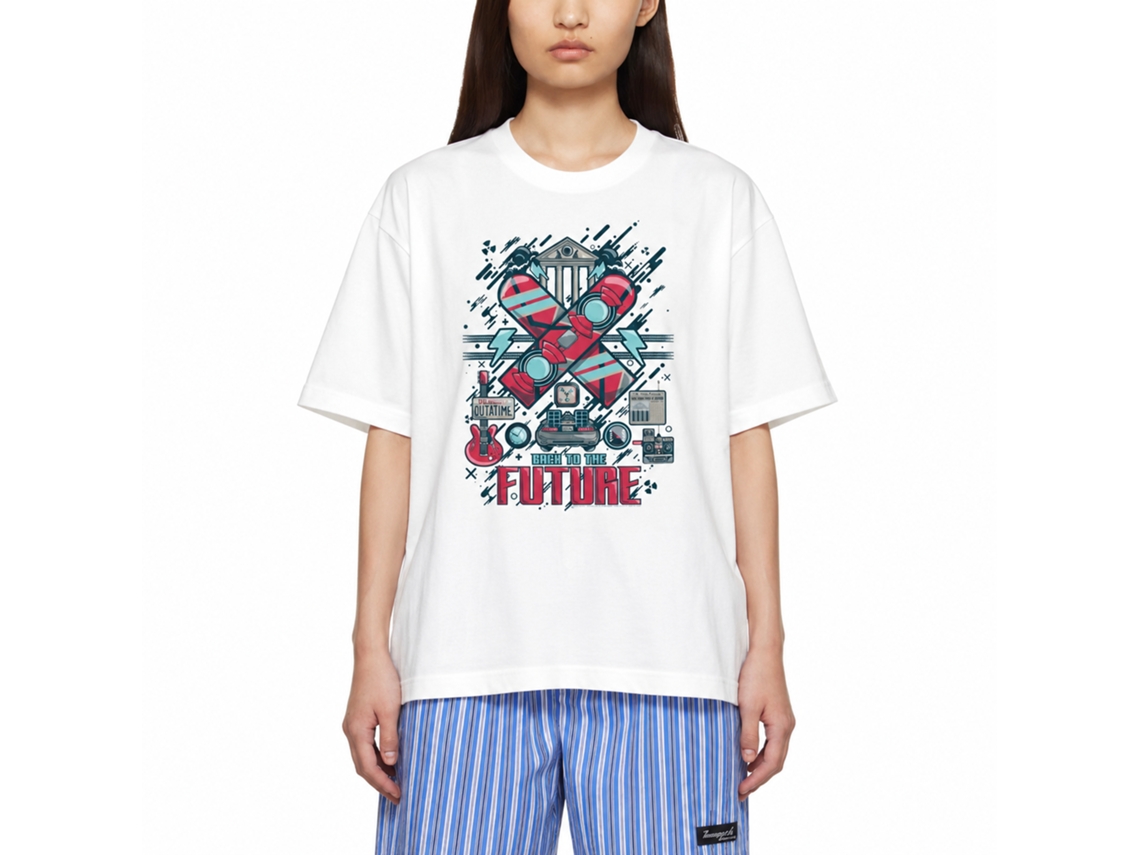 Rockinstone Back To The Future Movie Collage White Adult T-shirt Size:xl