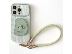 Capa Protetora Para Iphone 16 Pro Max Com Textura De Pele De Cobra, Pc Suporte De Pu, Com Cordão