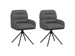 Conjunto 2 Cadeira De Jantar Giratória Vidaxl Cinzento Couro Sintético (59 X 59,5 X 90 Cm)