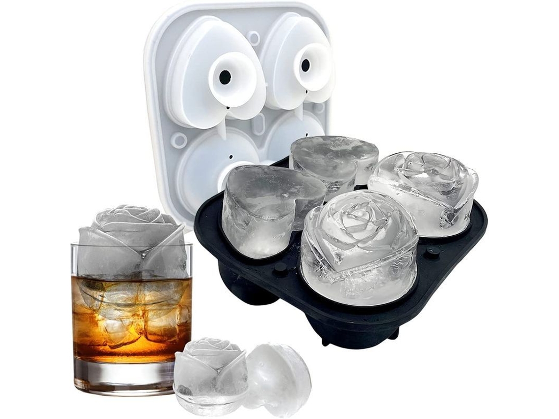 2026altiro-1 Pacote De Forma De Rosa E Coração Para Esfriar Drinks, Cocktails, Uísque, Bourbon E Sucos Caseiros (preto)