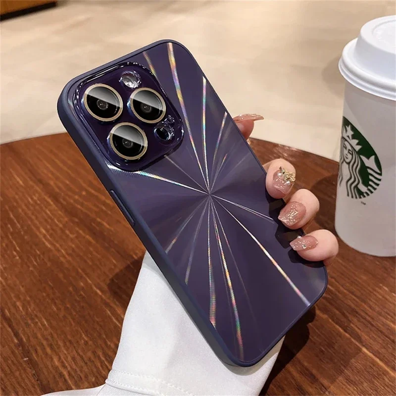 (iphone 12 Roxo) Capa De Celular De Luxo Com Padrão A Laser E Estrutura Resistente A Impactos.