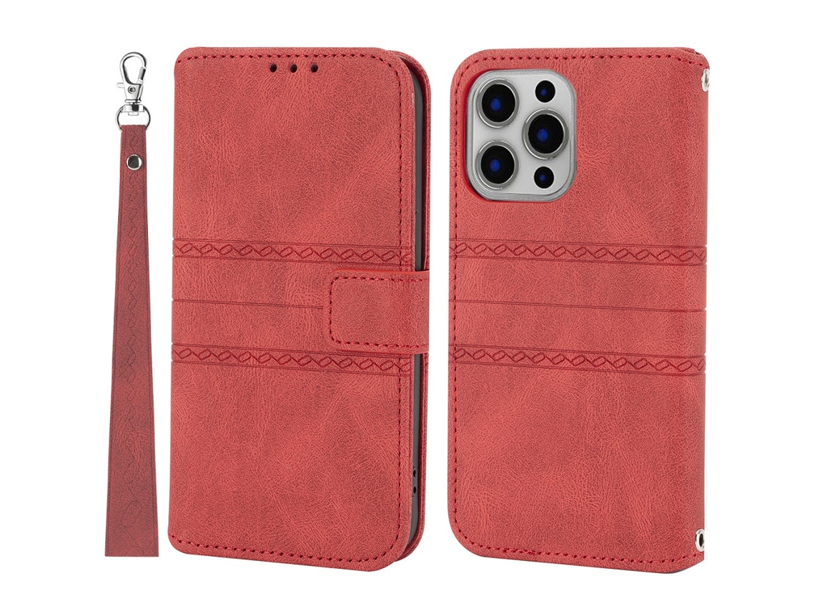 Capa Para Iphone 15 Pro Max Pele Sintética Anti-choque Vermelho