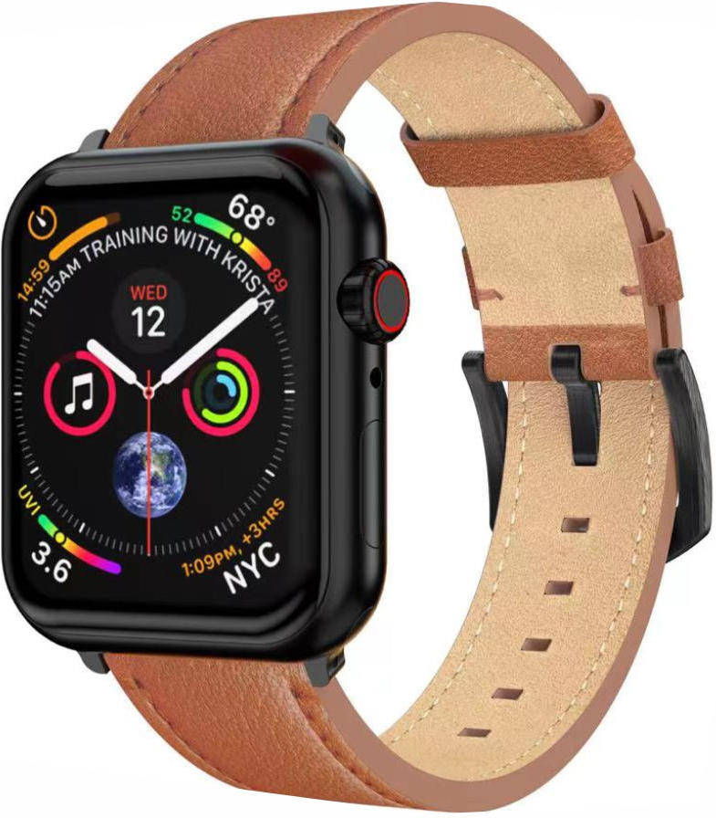 Bracelete Apple Watch 42/49 mm SWISSTEN Leather (Cinzento/Preto)