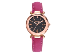 Relógio de Pulso Feminino Yolako de Quartzo com Pulseira de Couro Artificial Rosa vermelho