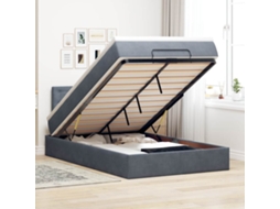 Vidaxl Cama Otomana Com Colchão 120x190 Cm Veludo Cinzento-escuro