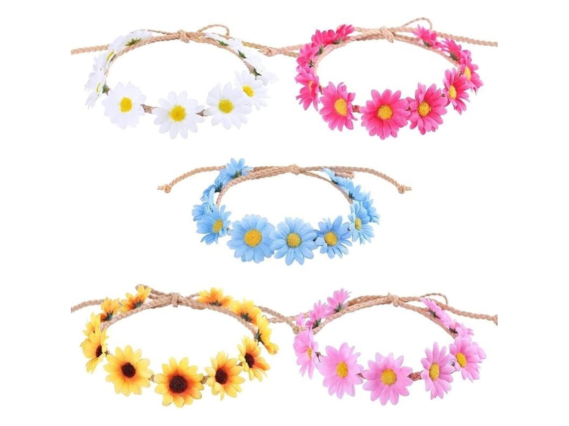 Peças De Guirnalda De Flores Para Cabelo Margarita Cinta De Cabelo Ajustável Para Casamentos E Festas