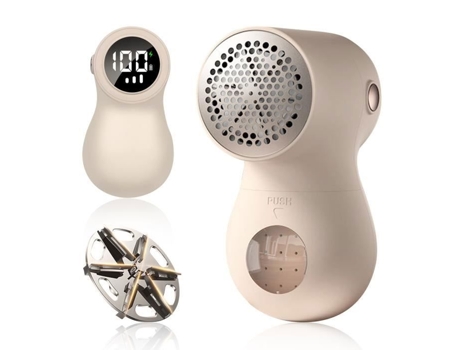 Rasoir A Pelos, Aparadores Elétricos Anti Bolinha, Lâmina Inox 6 Folhas, Tela Led, Cabo Usb, 3 Velocidades Ajustáveis, Bege Olokdyiz
